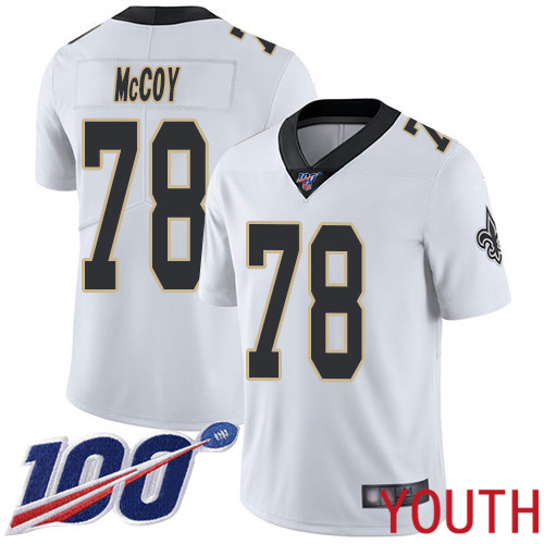 New Orleans Saints Limited White Youth Erik McCoy Road Jersey NFL Football #78 100th Season Vapor Untouchable Jersey->youth nfl jersey->Youth Jersey